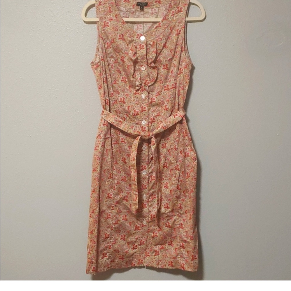 Talbots Pink Ruffled Buttoned Midi Sundress